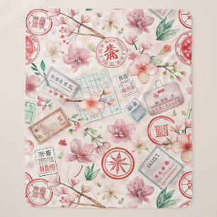 Vintage World Travel Stamp Pattern (1) Sherpa Blanket