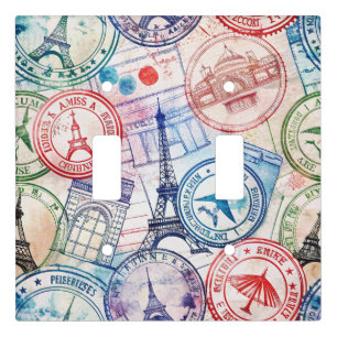 Vintage World Travel Stamp Pattern (2) Light Switch Cover