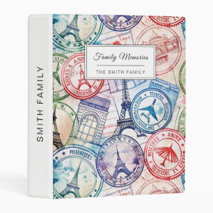 Vintage World Travel Stamp Pattern (2) Mini Binder