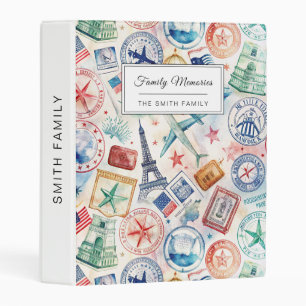 Vintage World Travel Stamp Pattern (3) Mini Binder
