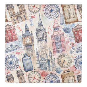 Vintage World Travel Stamp Pattern (5) Duvet Cover
