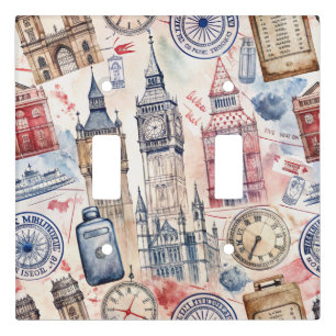Vintage World Travel Stamp Pattern (5) Light Switch Cover