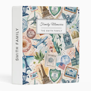 Vintage World Travel Stamp Pattern (6) Mini Binder