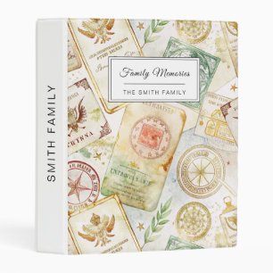 Vintage World Travel Stamp Pattern (7) Mini Binder