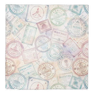 Vintage World Travel Stamp Pattern (8) Duvet Cover
