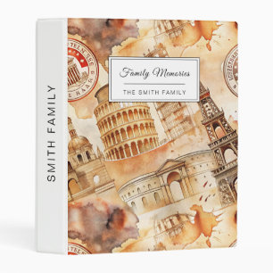 Vintage World Travel Stamp Pattern (9) Mini Binder
