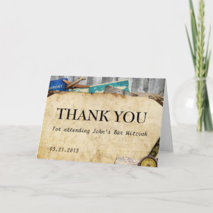 Vintage World Travel Thank You Greeting Card
