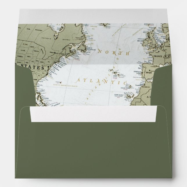 Vintage world travel themed wedding envelope (Back (Bottom))