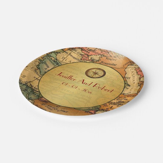 travel themed party plates