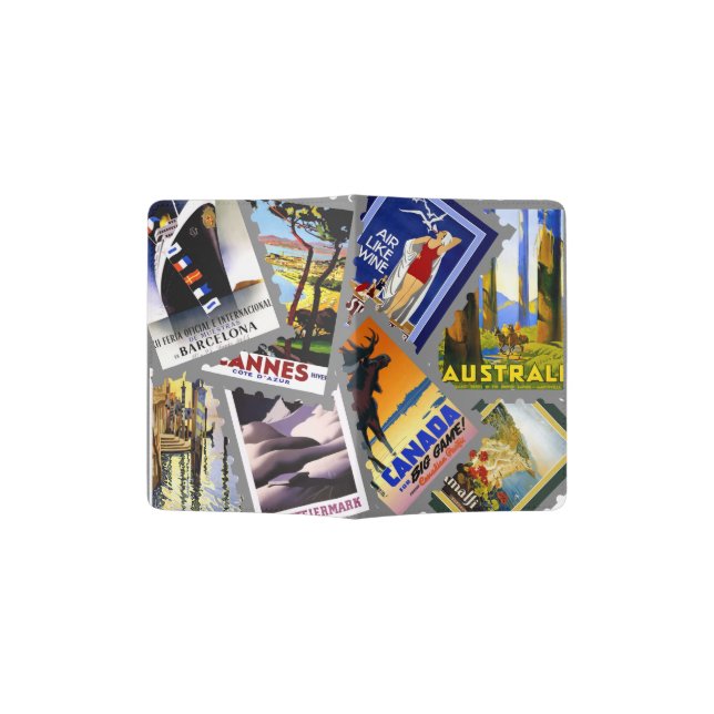 Vintage World Traveler Passport Holder (Opened)