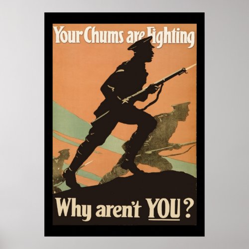 Vintage World War 1 Military Recruitment Chums Poster
