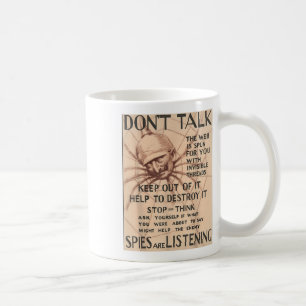 Vintage World War 1 Poster Design Talk Spider Spie Coffee Mug