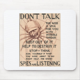 Vintage World War 1 Poster Design Talk Spider Spie Mouse Pad