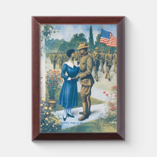 Vintage World War I Colored Man Is No Slacker Award Plaque