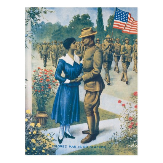 Vintage World War I Colored Man Is No Slacker Postcard