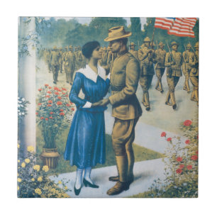 Vintage World War I Era: Colored Man Is No Slacker Ceramic Tile