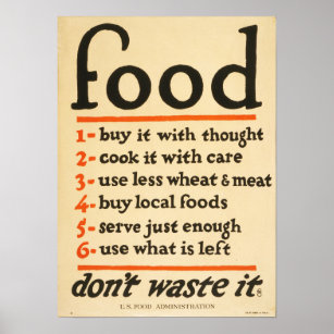 Vintage World War I Food Conservation Poster