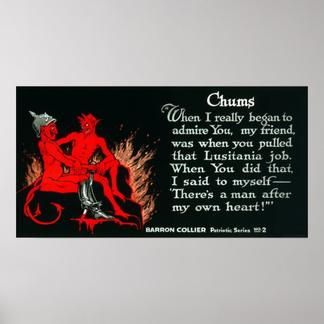 Vintage World War I German Devils Lusitania Poster (Front)