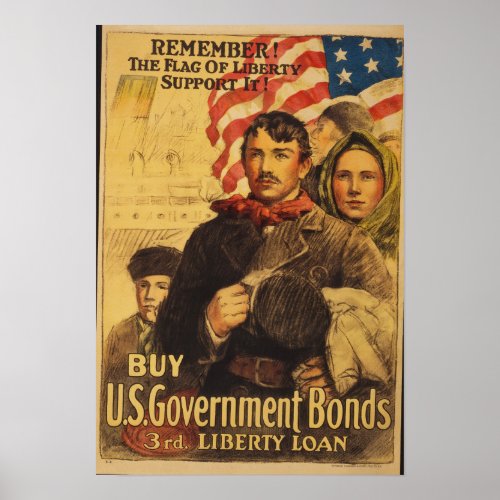 Vintage World War I War Bonds Poster