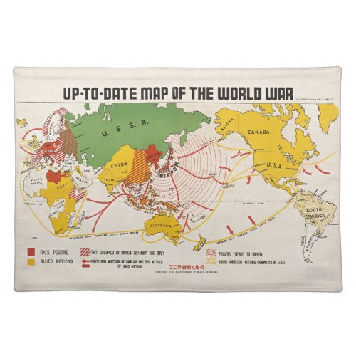 Vintage World War II Map Cloth Placemat