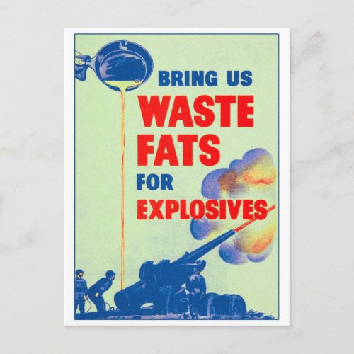Vintage World War Two Save Those Fats Postcard