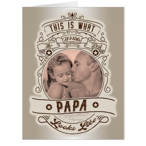 Vintage Worlds Best Papa Quote Photo Card