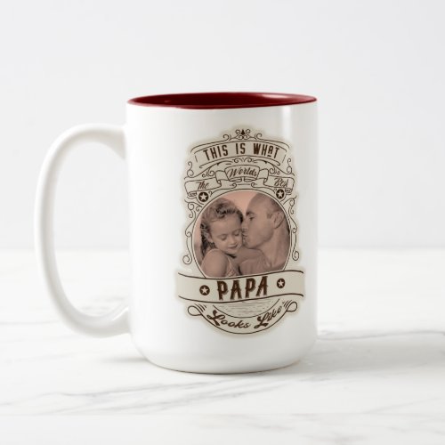 Vintage Worlds Best Papa Quote Photo Two_Tone Two_Tone Coffee Mug