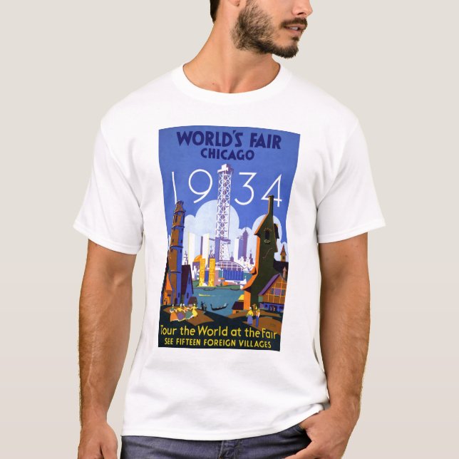Vintage Worlds Fair Chicago 1934 T Shirt (Front)
