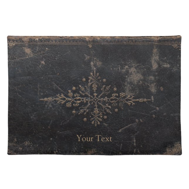 Vintage Worn Leather Book Placemat (Front)