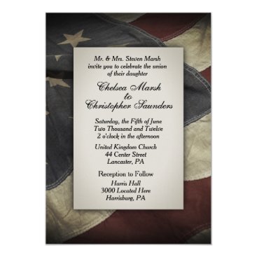 Vintage Worn USA Flag Wedding Invitation Vintage Worn USA Flag Wedding Invitation