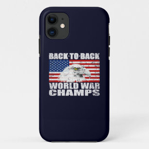 Vintage Worn World War Champs Eagle & US Flag iPhone 11 Case