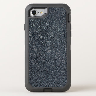 Vintage Worn Wrinkled Textured Black Leather OtterBox Defender iPhone SE/8/7 Case