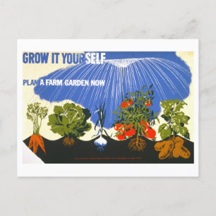 Vintage WPA Farm Garden Poster Postcard