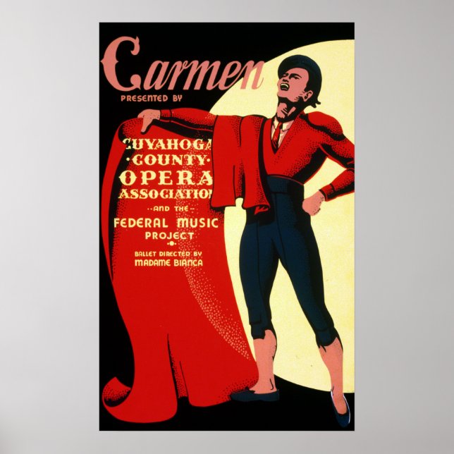 Vintage WPA Federal Music Project Opera Carmen Poster (Front)