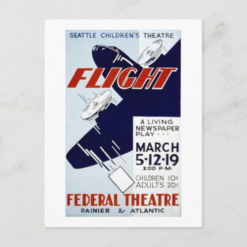 Vintage WPA Federal Theatre Project Flight Postcard