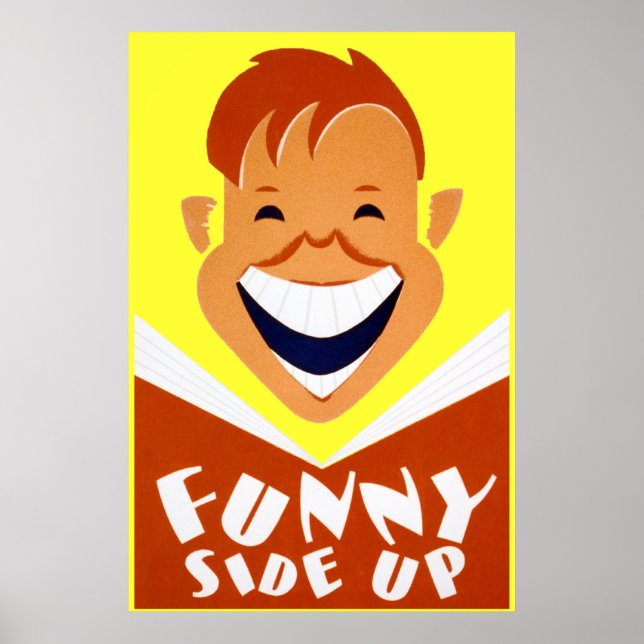 Vintage WPA Funny Side Up Poster Print (Front)