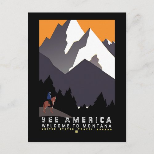Vintage WPA Montana Poster Postcard