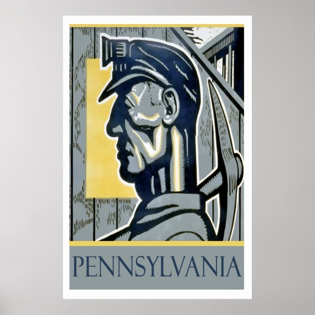 Vintage WPA Pennsylvania Miner Poster (Front)