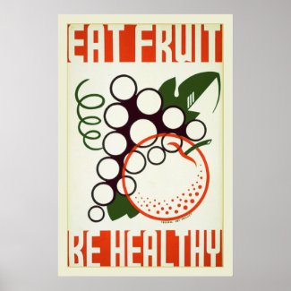 Vintage WPA poster, Healthy Eating, Eat Fruit Poster