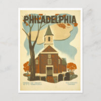 Vintage WPA Poster Philadelphia Old Swedes Church
