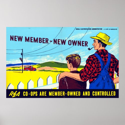 Vintage WPA Rural Electrification Act Farm Poster
