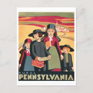 Vintage WPA Travel Poster Rural Pennsylvania Postcard