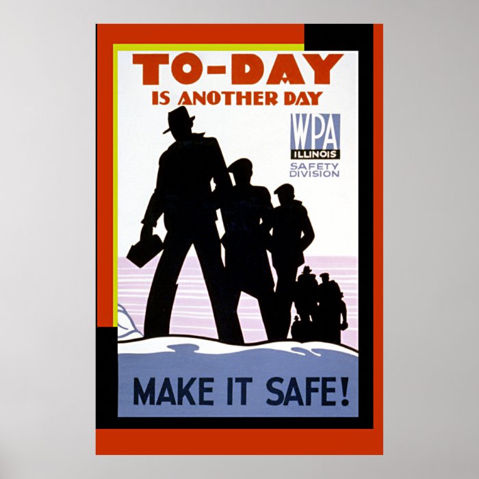 Vintage WPA Work Safety Poster Print