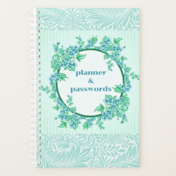 Vintage Wreath Blue Green Password Book / Planner by Pretty_Vintage at Zazzle