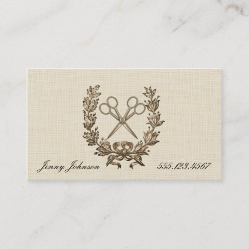Vintage Wreath Hair Stylist Shears Scissors Business Card Templates