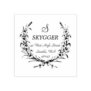 Vintage Wreath Monogram Rubber Stamp