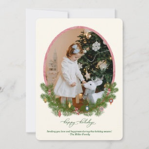 Vintage Wreath Photo Holiday Card
