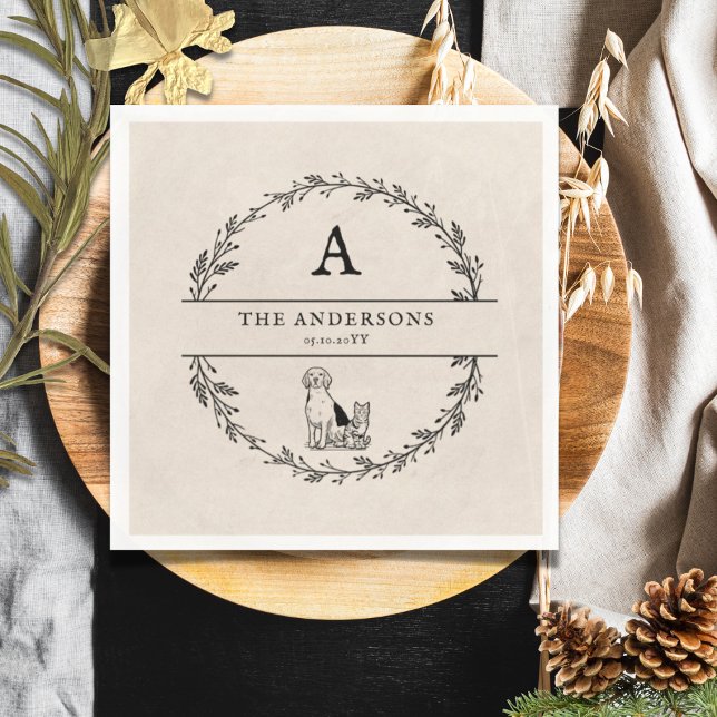 Vintage Wreath Wedding Personalized Monogram  Napkins (Creator Uploaded)