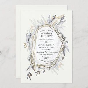 Vintage Wreath with rustic Foliage Invitation