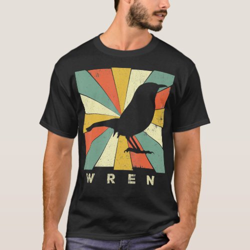 Vintage Wren Bird Lover Retro Style Animal T_Shirt